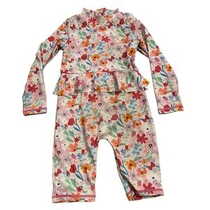 Toddler Girls Long Sleeved Swimsuit Rashguard One Piece UV Bathing Suit 2T 3T